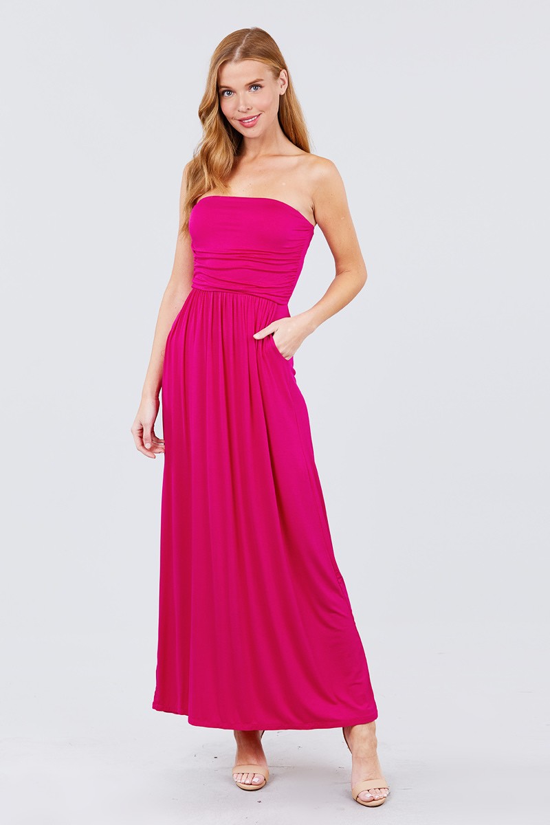 pink tube top dress